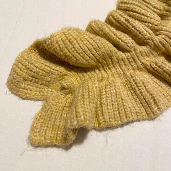 Zara Long Knit Yellow Scarf Ruffle Rouched Wrap Around Neck Warmer Youth - Picture 10 of 13